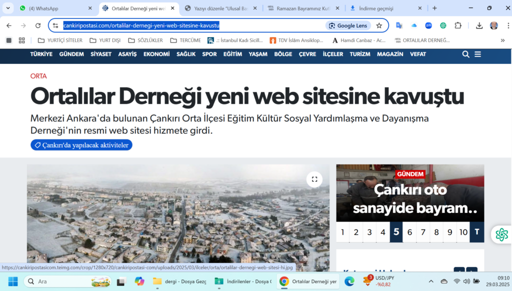 Ulusal Basında Sitemizin Kuruluşu Haber Oldu.